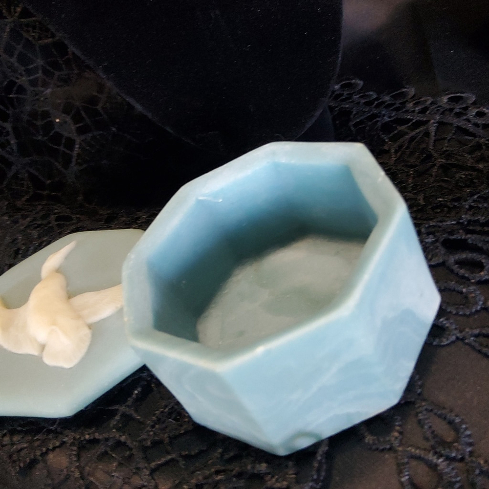 Incolay Blue Octagonal Jewelry Trinket Box Duck Top 3D - Picture 4 of 6